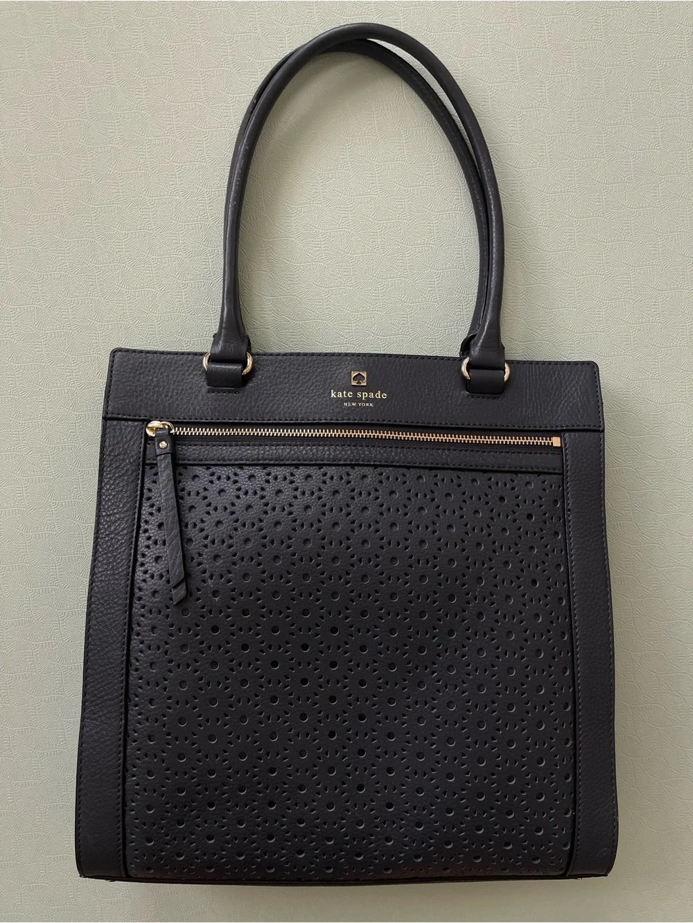 kate spade New York Vintage Gray Lasercut Leather Shoulder Bag